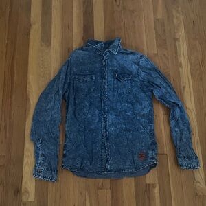 Buffalo David Bitton Blue Denim Long Sleeve Shirt